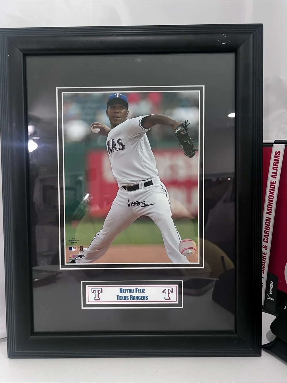 Neftali Feliz Autographed Framed 8x10 Photo Texas Rangers AL ROY COA Field Of Dr